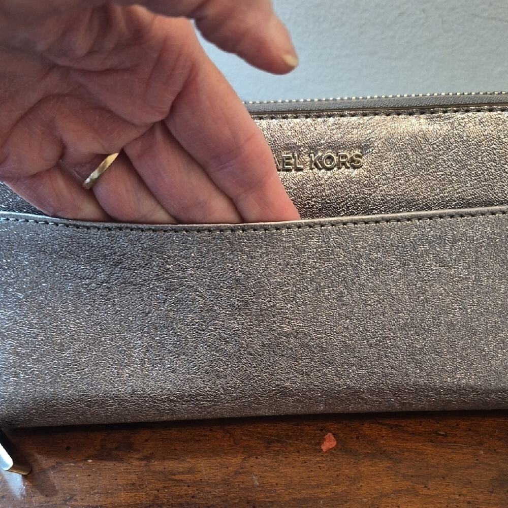 Michael Kors Metallic Silver Zip Wallet - Picture 7 of 14